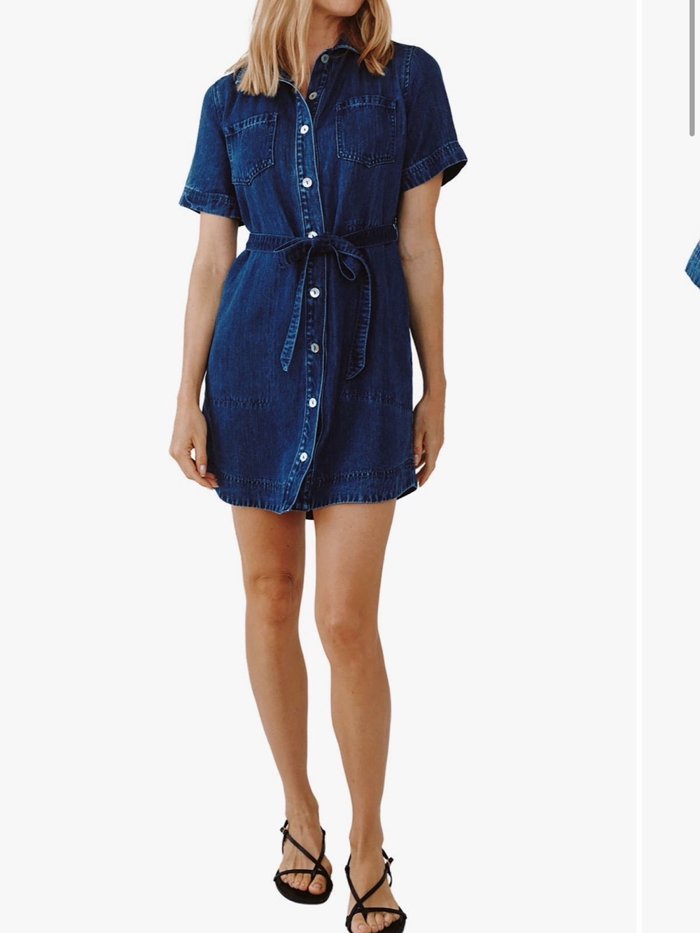 Bella Dahl Indigo Denim Shirt Dress with Tie Waist